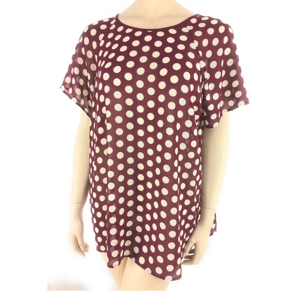 Michael Kors Womens Blouse XL Red Polka Dot Top - Picture 1 of 4